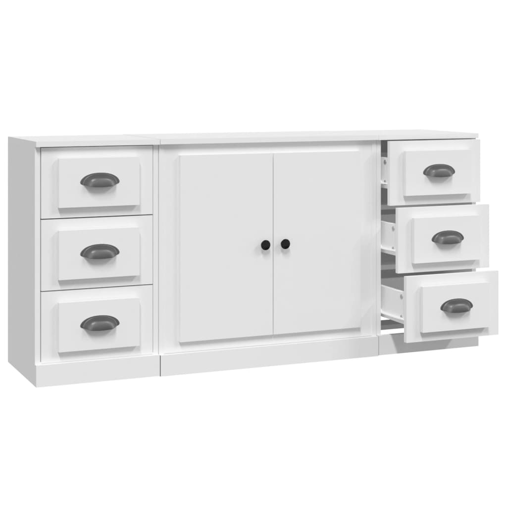 Sideboards 3 Stk. Weiß Holzwerkstoff