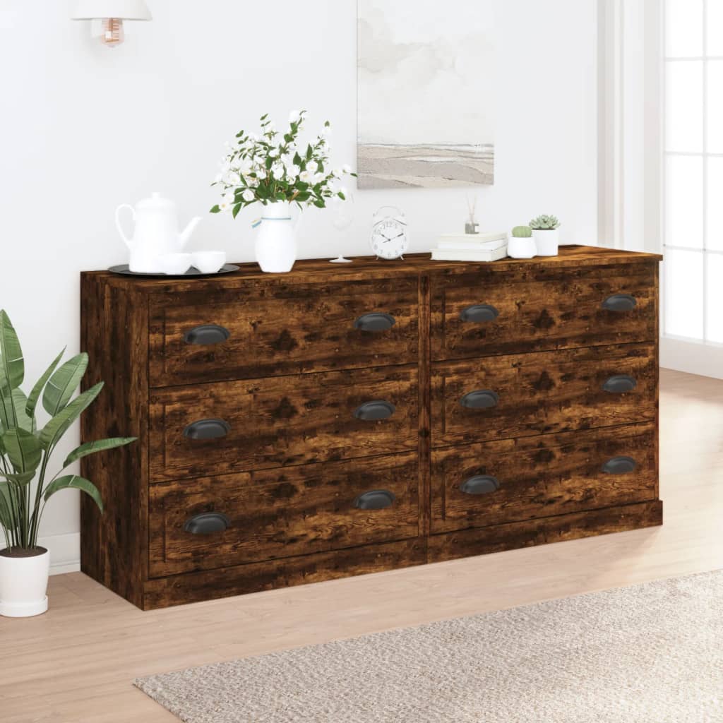 Sideboards 2 Stk. Räuchereiche Holzwerkstoff