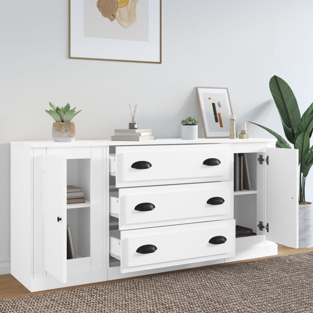Sideboards 3 Stk. Weiß Holzwerkstoff