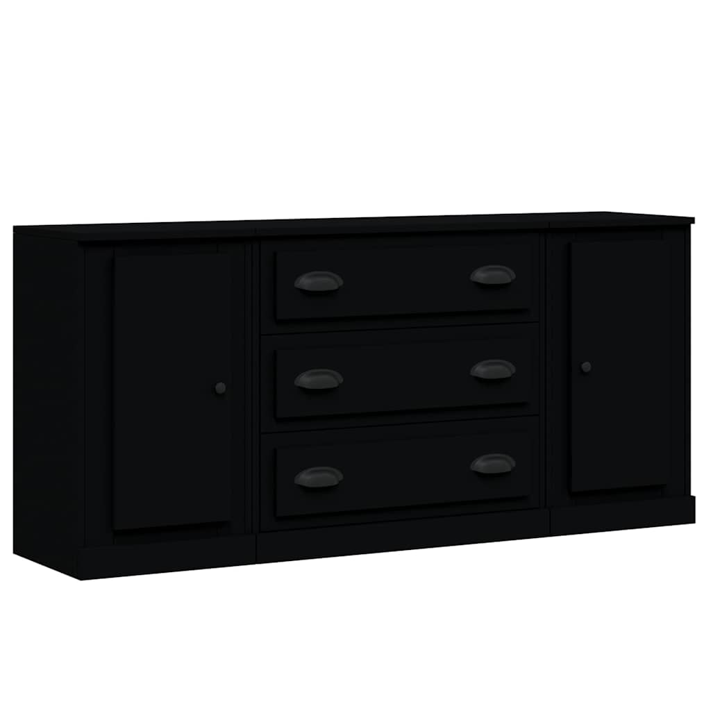 Sideboards 3 Stk. Schwarz Holzwerkstoff