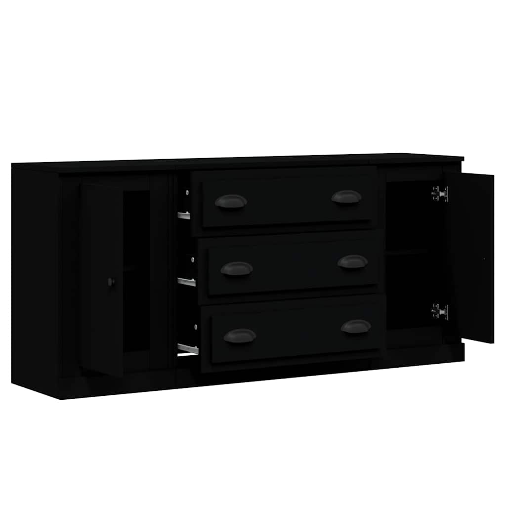 Sideboards 3 Stk. Schwarz Holzwerkstoff