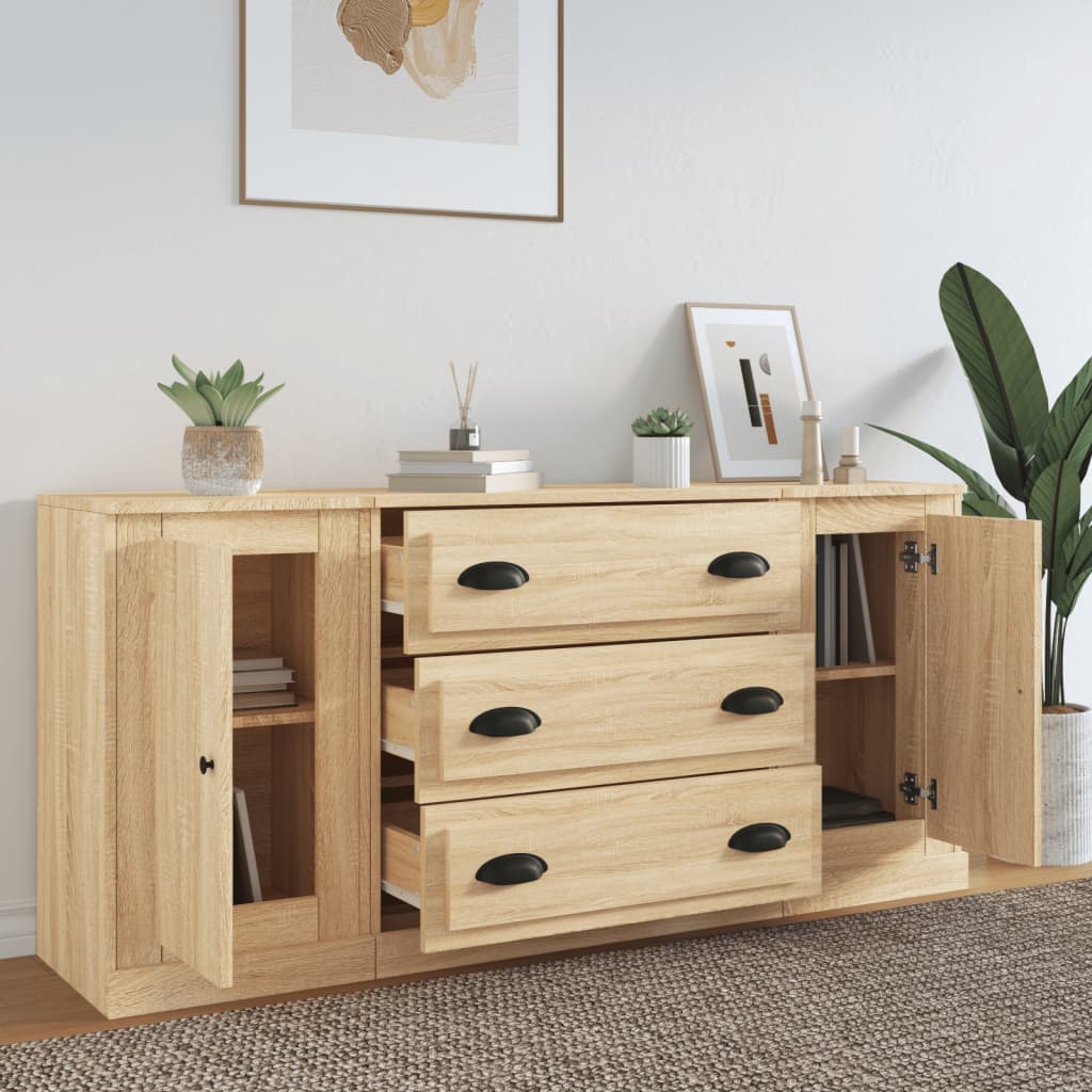Sideboards 3 Stk. Sonoma-Eiche Holzwerkstoff