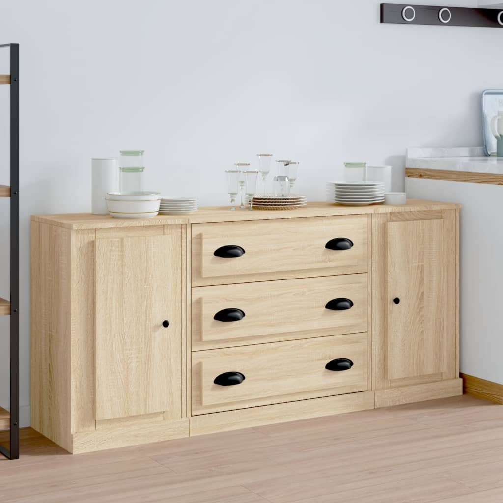 Sideboards 3 Stk. Sonoma-Eiche Holzwerkstoff