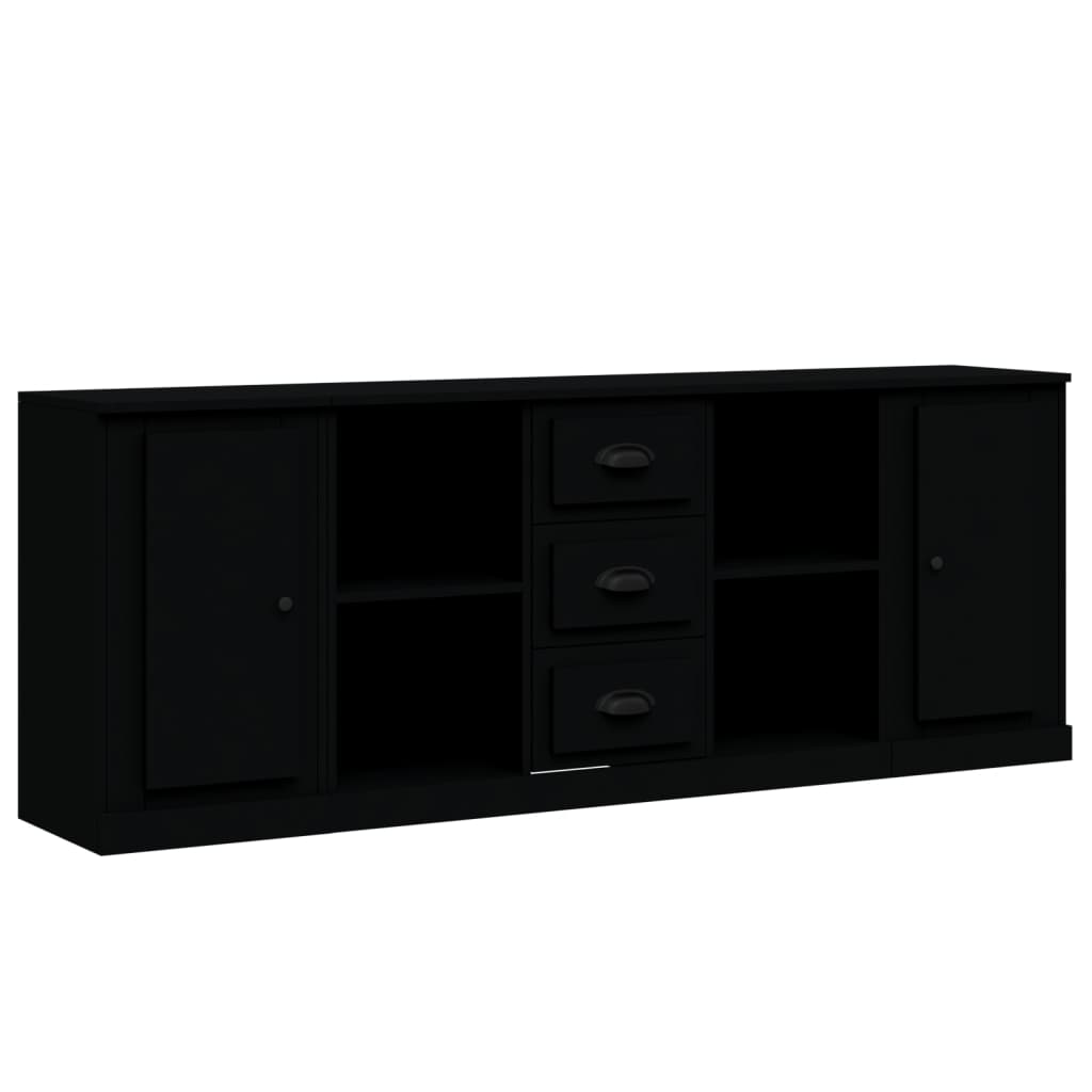 Sideboards 3 Stk. Schwarz Holzwerkstoff