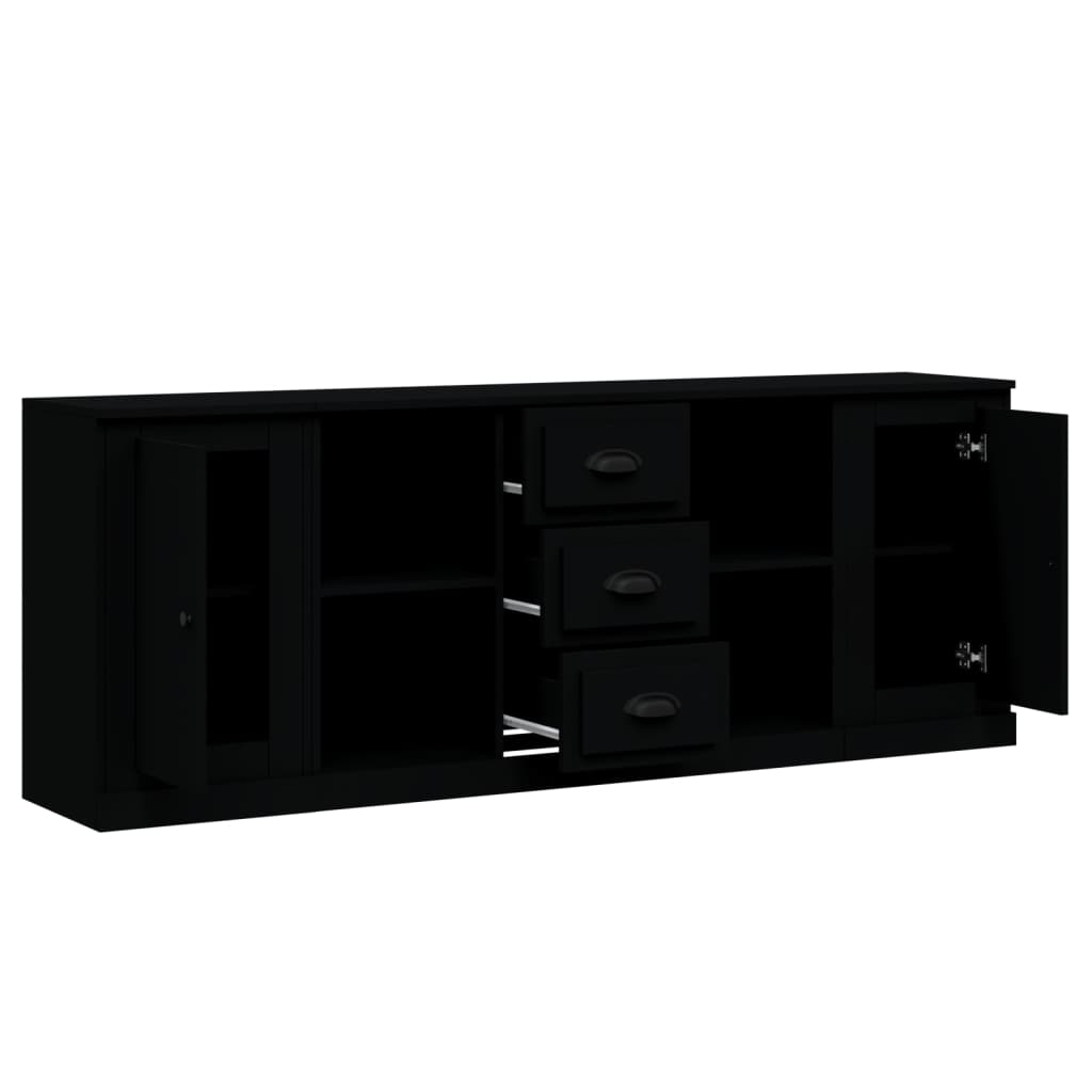 Sideboards 3 Stk. Schwarz Holzwerkstoff