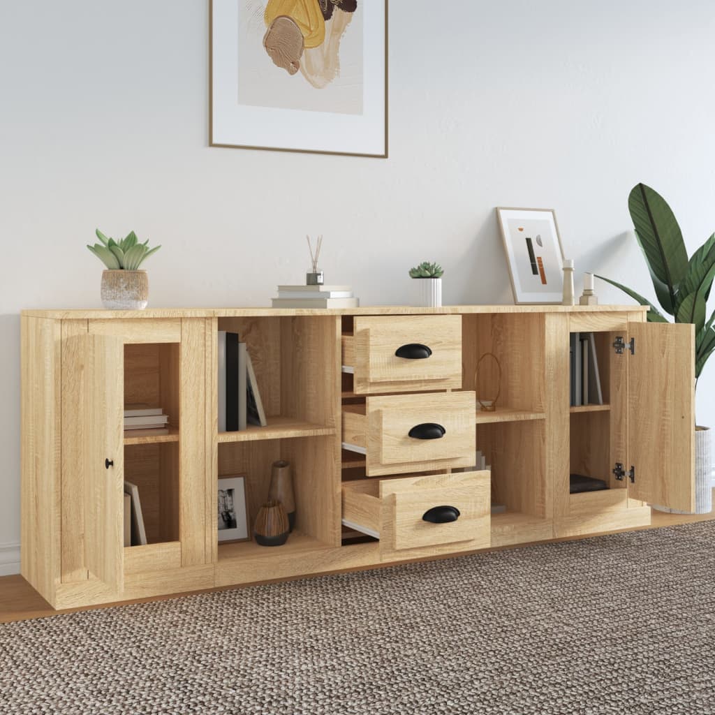 Sideboards 3 Stk. Sonoma-Eiche Holzwerkstoff