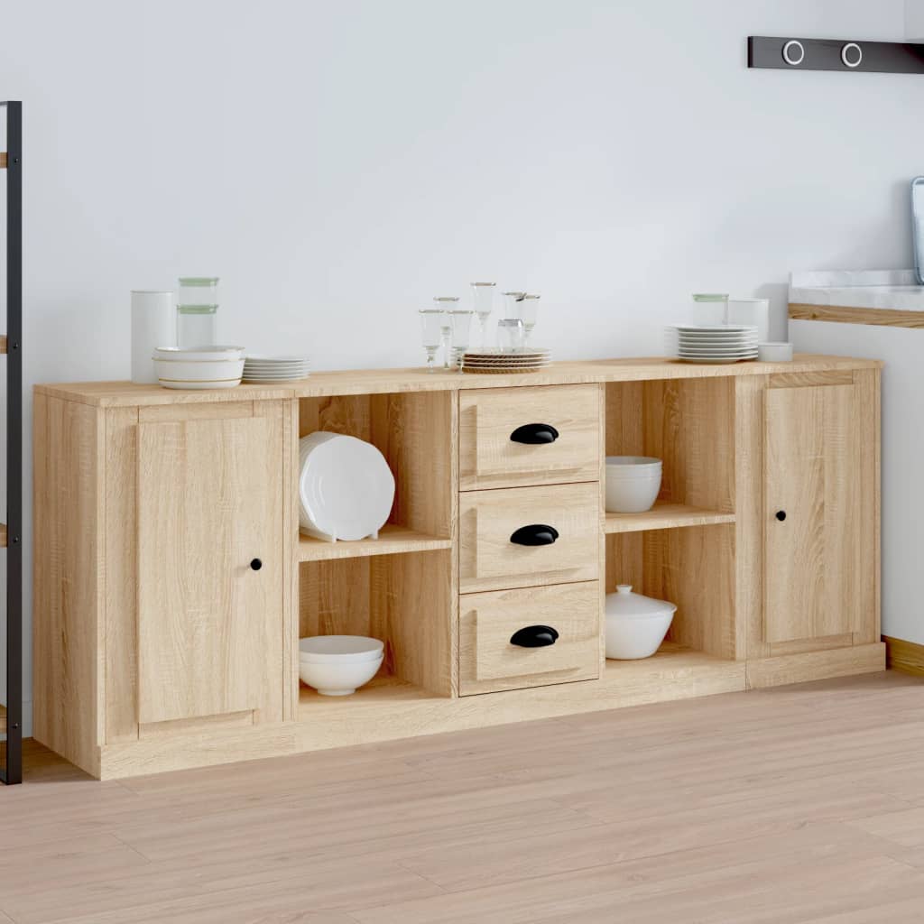 Sideboards 3 Stk. Sonoma-Eiche Holzwerkstoff