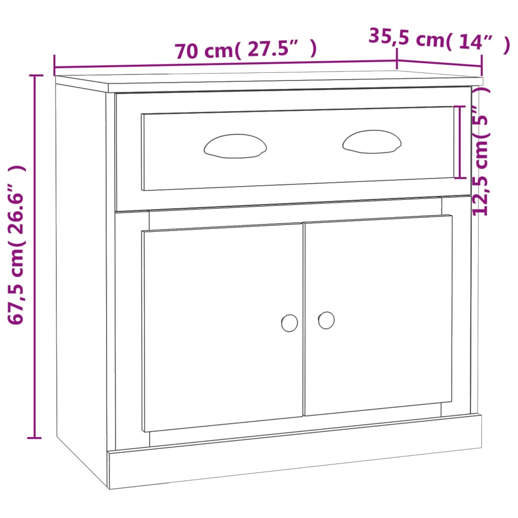 Sideboards 2 Stk. Grau Sonoma Holzwerkstoff