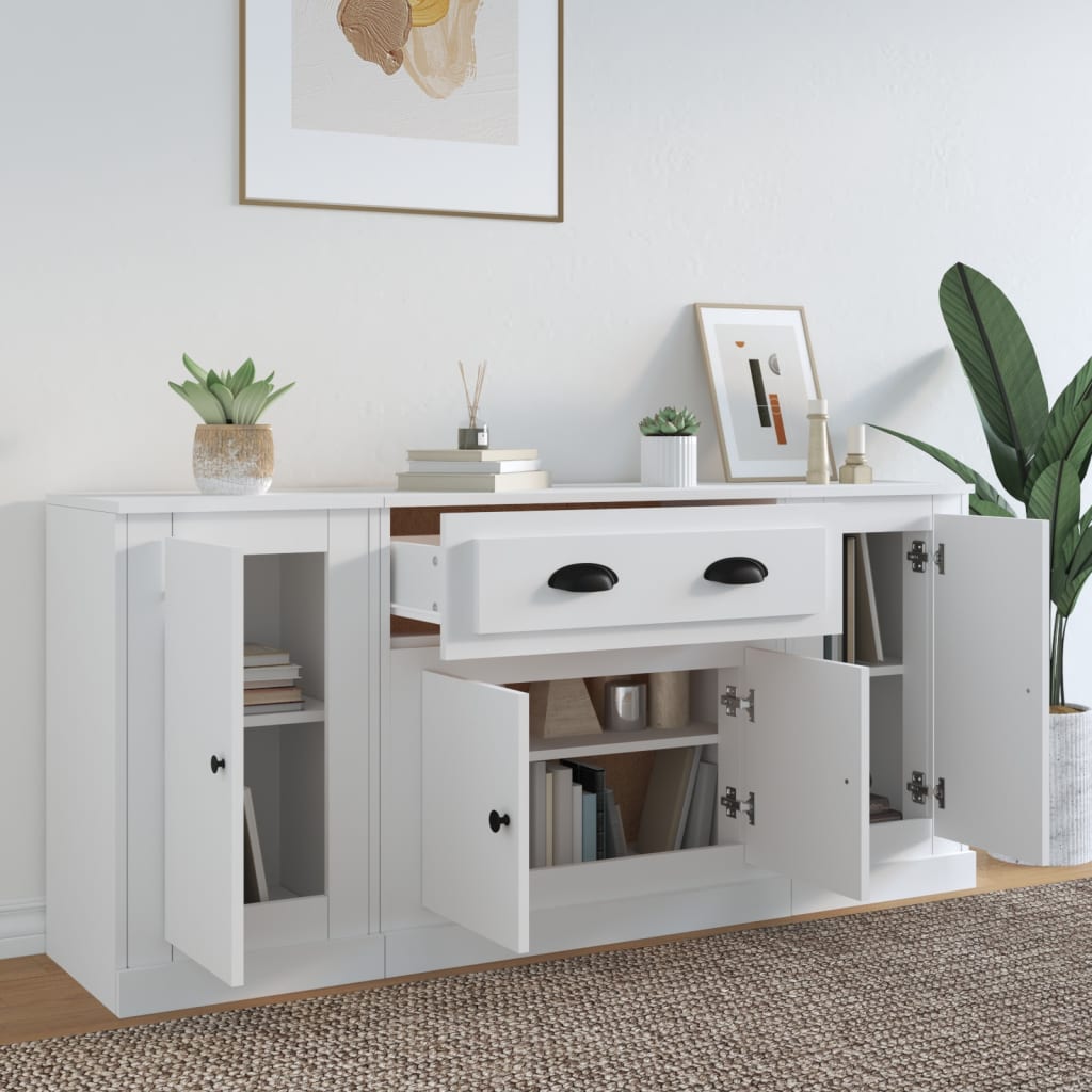 Sideboards 3 Stk. Weiß Holzwerkstoff