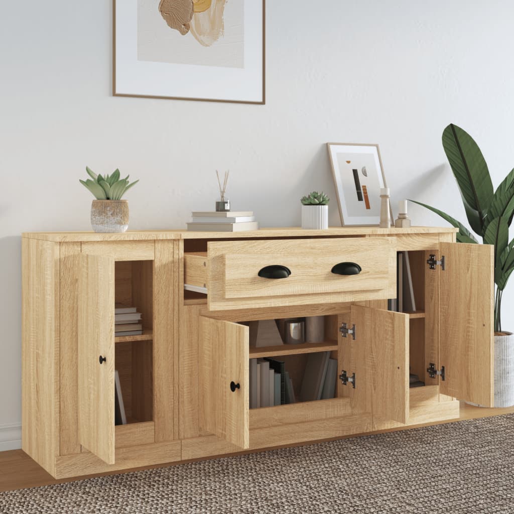 Sideboards 3 Stk. Sonoma-Eiche Holzwerkstoff