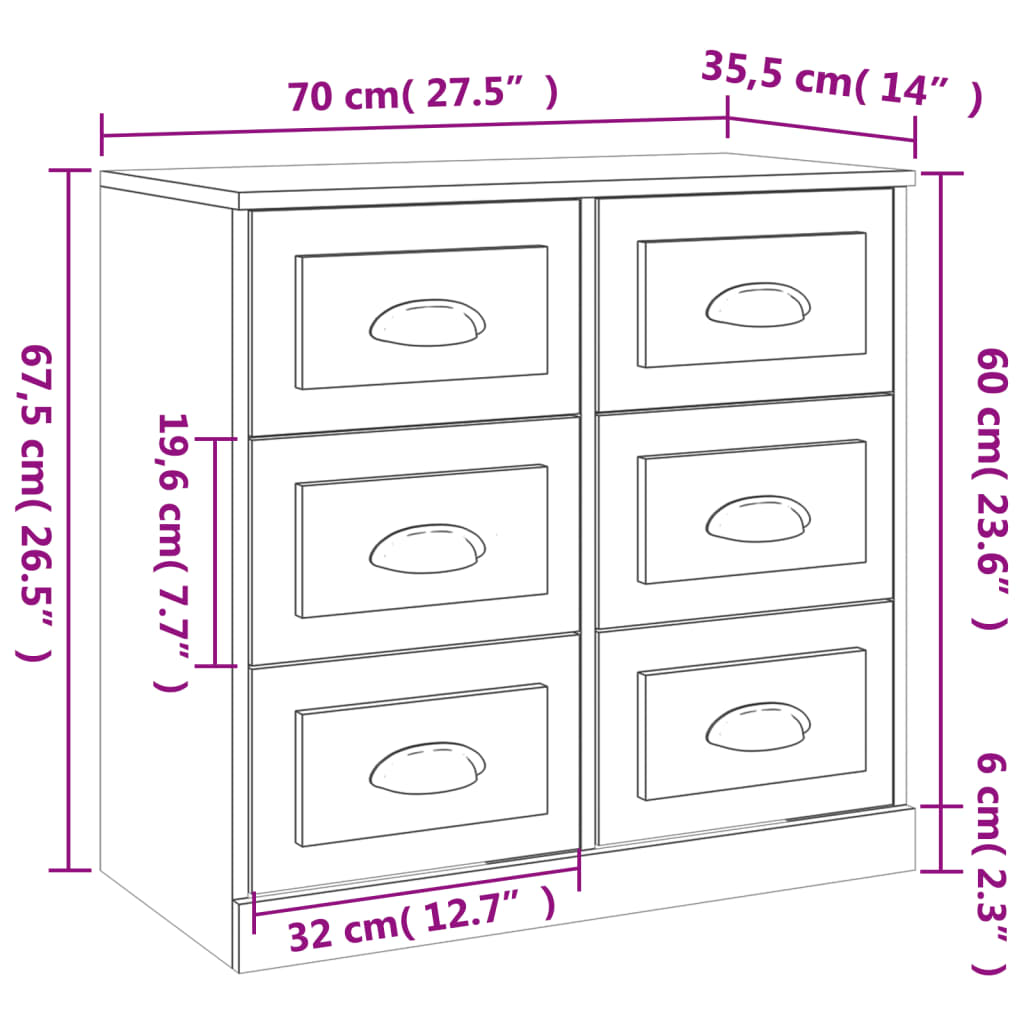 Sideboards 2 Stk. Sonoma-Eiche Holzwerkstoff