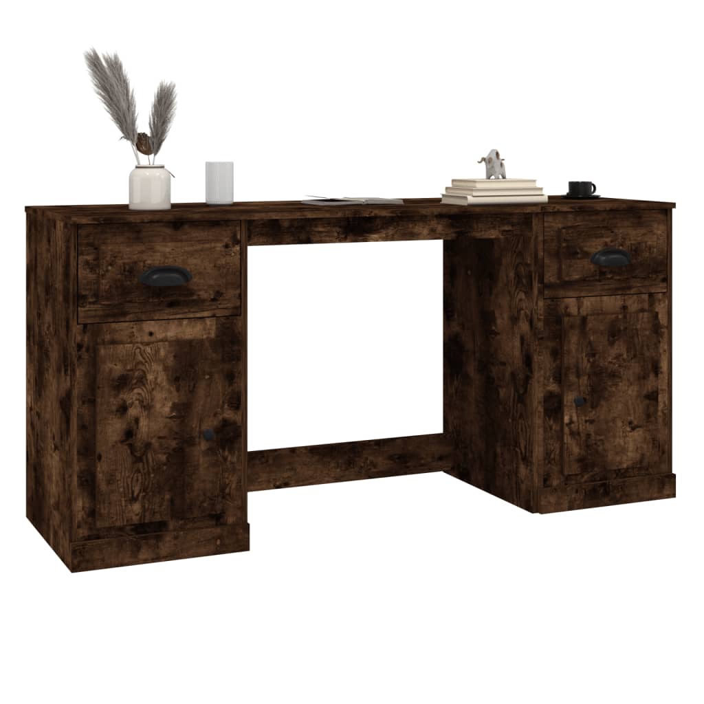 Schreibtisch mit Stauraum Räuchereiche Holzwerkstoff