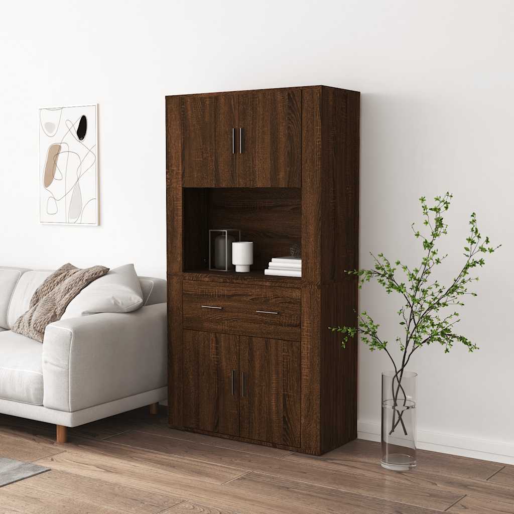 Highboard Braun Eichen-Optik Holzwerkstoff