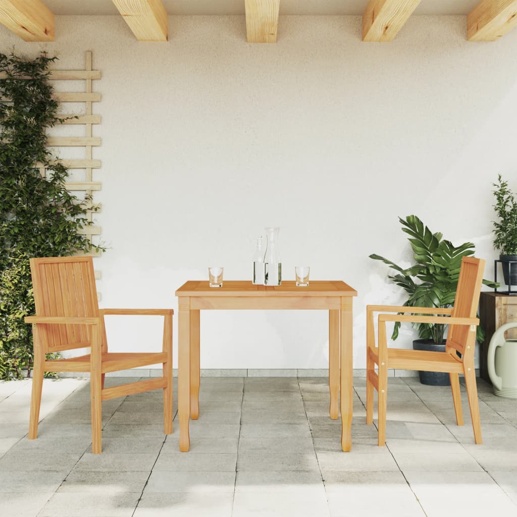 Stapelbare Gartenstühle 2 Stk. 56,5x57,5x91 cm Massivholz Teak