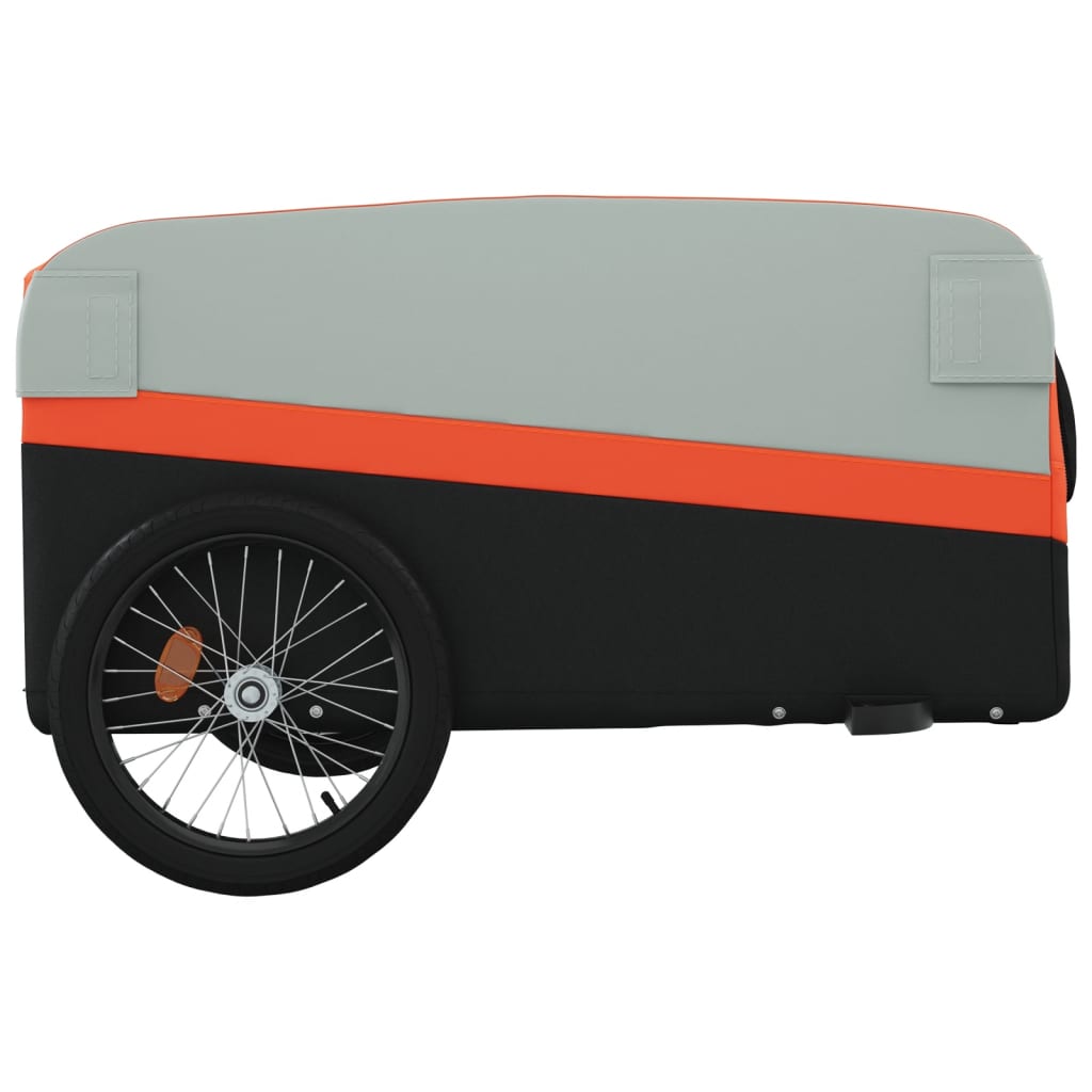Fahrradanhänger Schwarz und Orange 45 kg Eisen