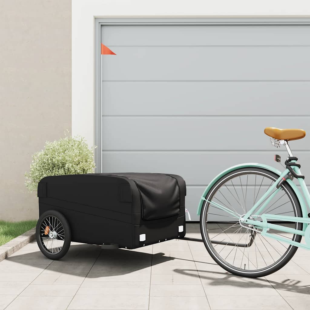 Fahrradanhänger Schwarz 45 kg Eisen