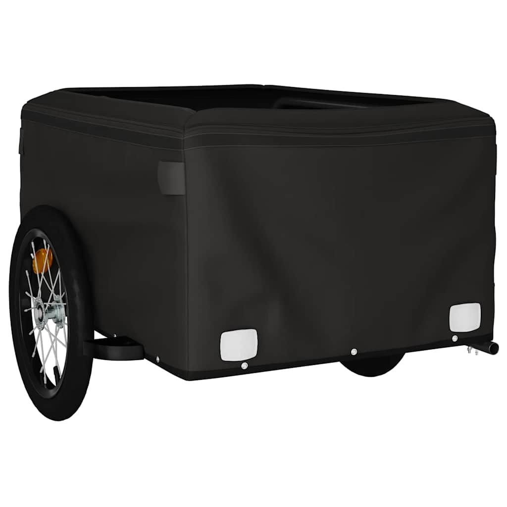 Fahrradanhänger Schwarz und Orange 45 kg Eisen