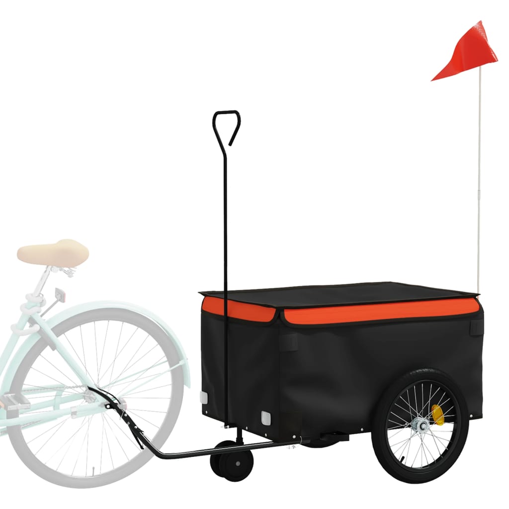 Fahrradanhänger Schwarz und Orange 30 kg Eisen