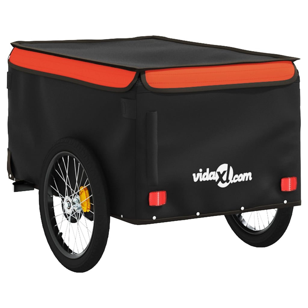 Fahrradanhänger Schwarz und Orange 30 kg Eisen