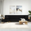 Schlafsofa in L-Form Schwarz 279x140x70 cm Stoff