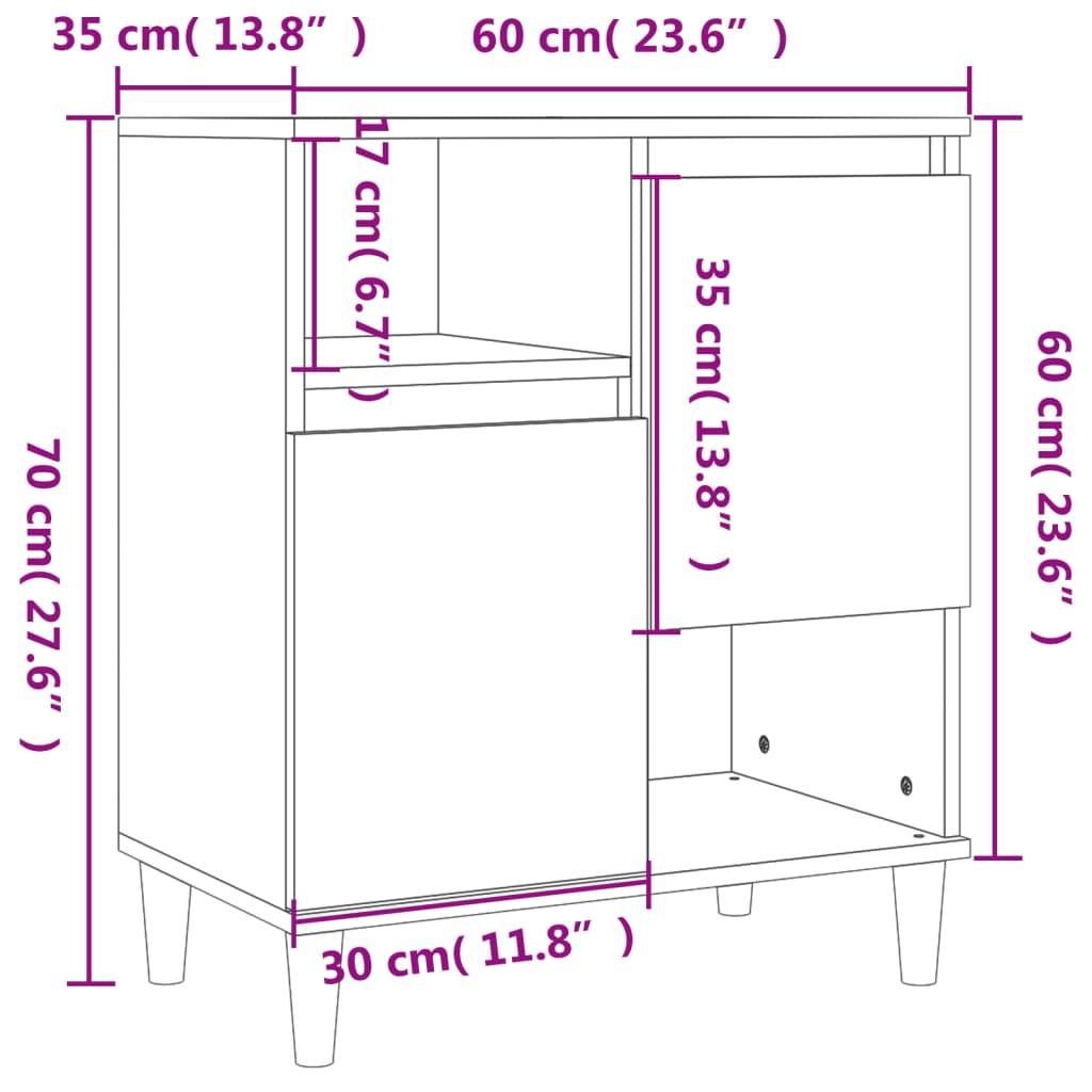 Sideboards 3 Stk. Sonoma-Eiche 60x35x70 cm Holzwerkstoff