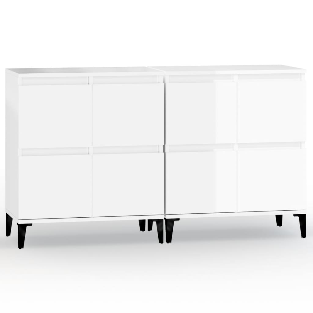 Sideboards 2 Stk. Hochglanz-Weiß 60x35x70 cm Holzwerkstoff