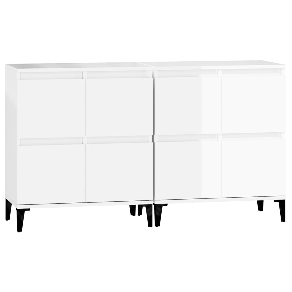 Sideboards 2 Stk. Hochglanz-Weiß 60x35x70 cm Holzwerkstoff