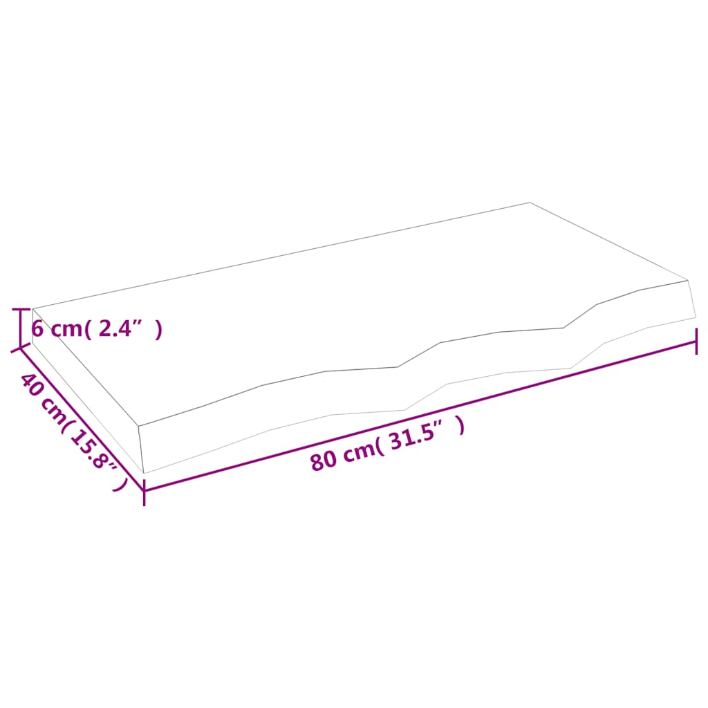Tischplatte 80x40x(2-6) cm Massivholz Eiche Unbehandelt