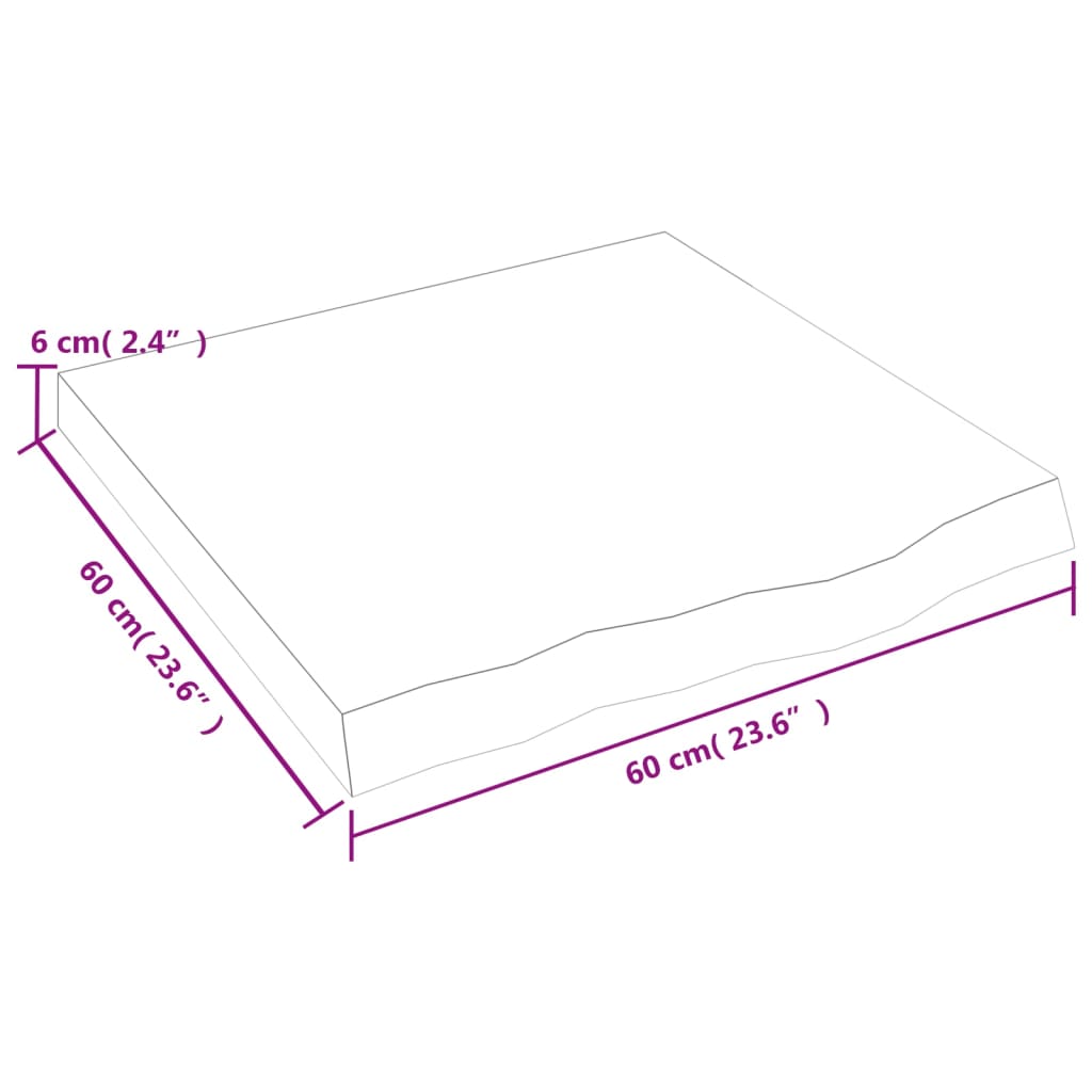 Tischplatte Hellbraun 60x60x(2-6) cm Massivholz Eiche Behandelt
