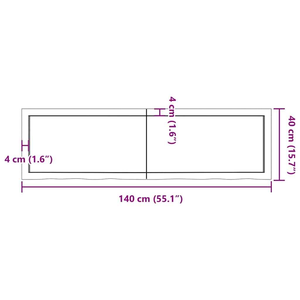 Tischplatte Hellbraun 140x40x(2-4)cm Massivholz Eiche Behandelt