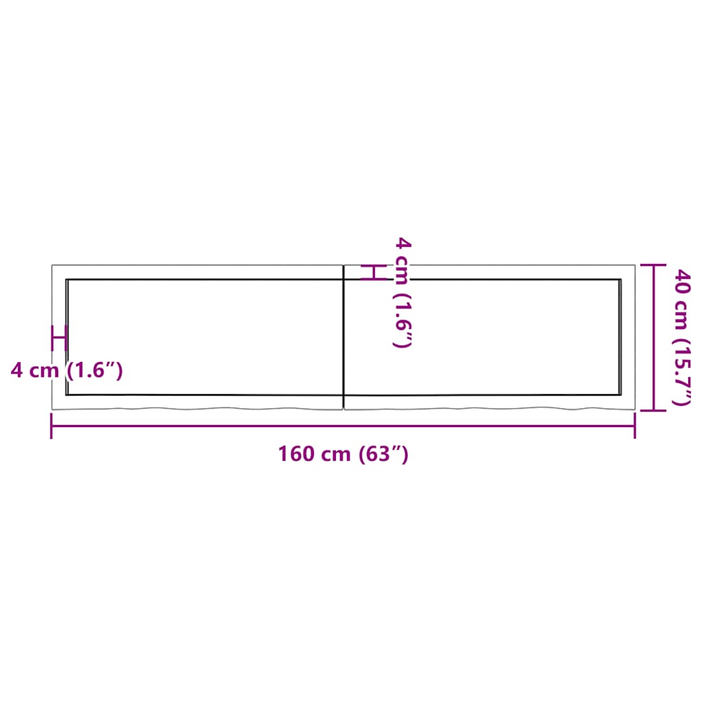 Tischplatte Hellbraun 160x40x(2-4)cm Massivholz Eiche Behandelt