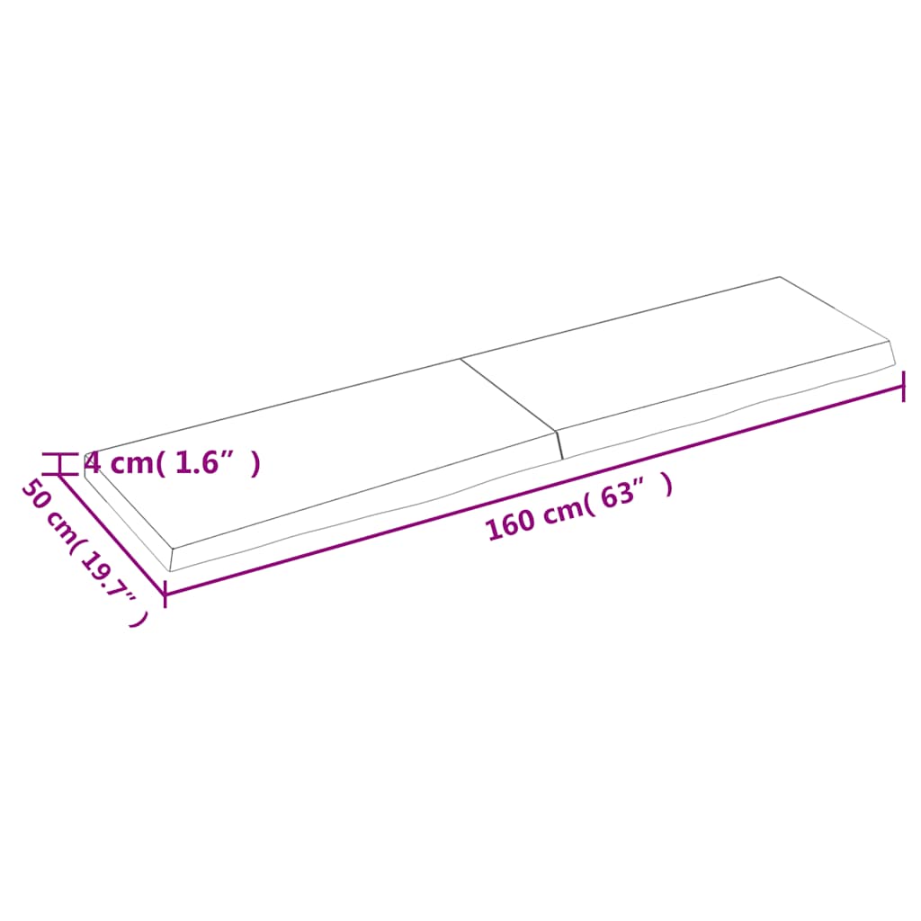 Tischplatte Hellbraun 160x50x(2-4)cm Massivholz Eiche Behandelt