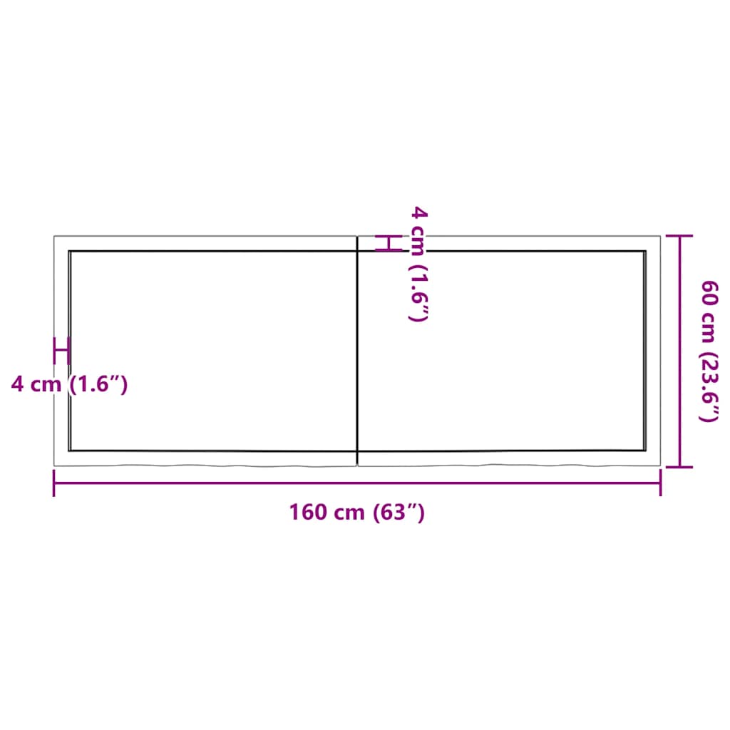 Tischplatte Hellbraun 160x60x(2-4)cm Massivholz Eiche Behandelt