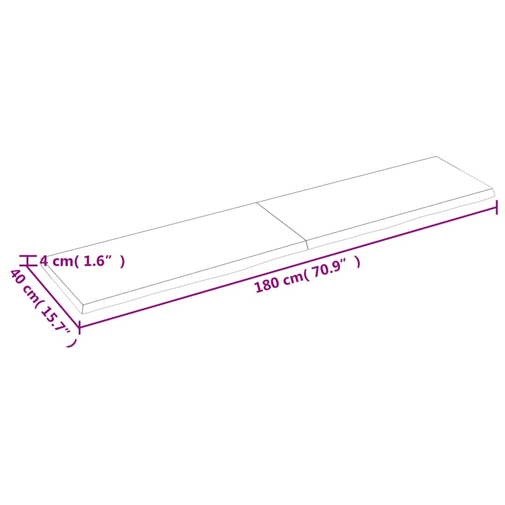 Tischplatte Hellbraun 180x40x(2-4)cm Massivholz Eiche Behandelt