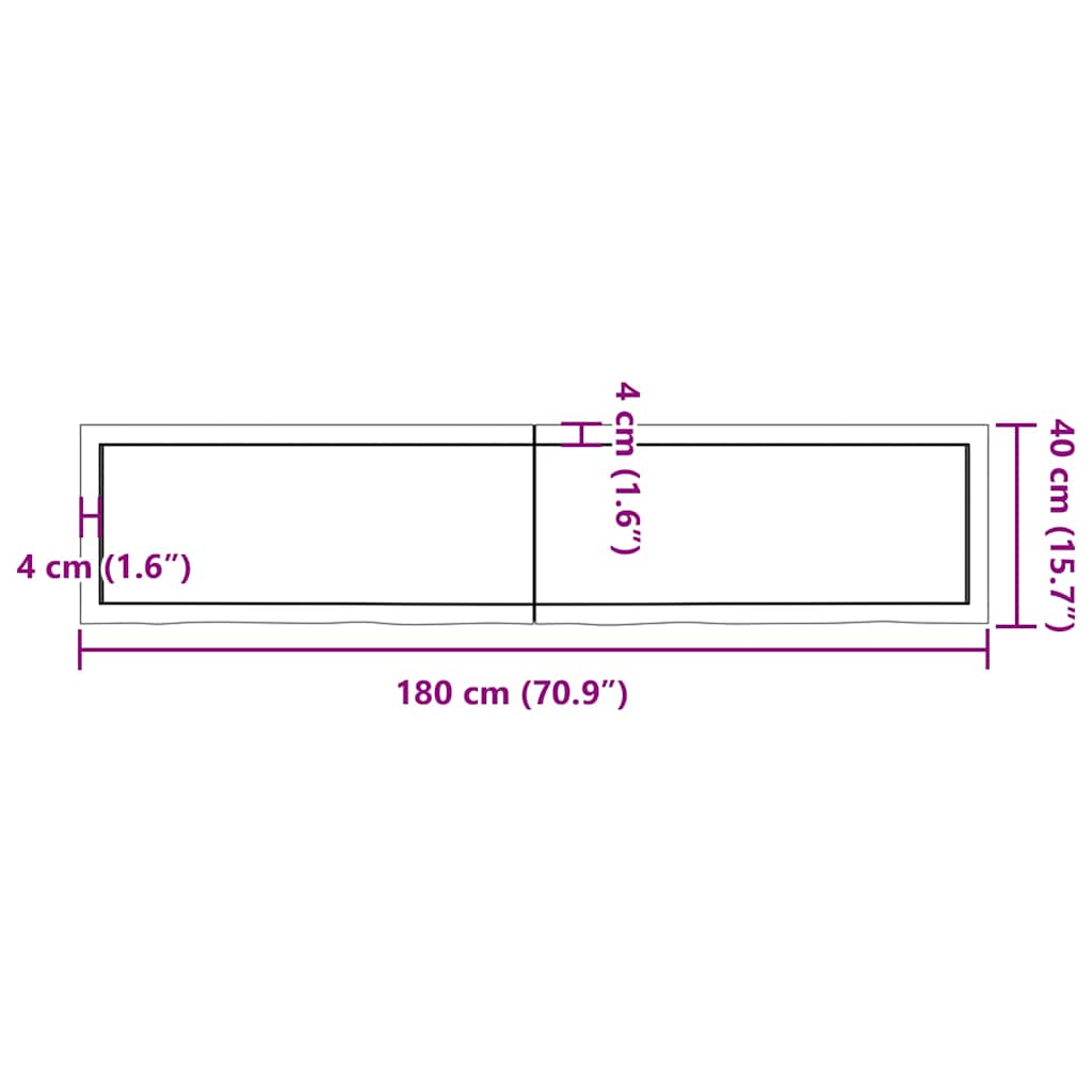 Tischplatte Hellbraun 180x40x(2-4)cm Massivholz Eiche Behandelt