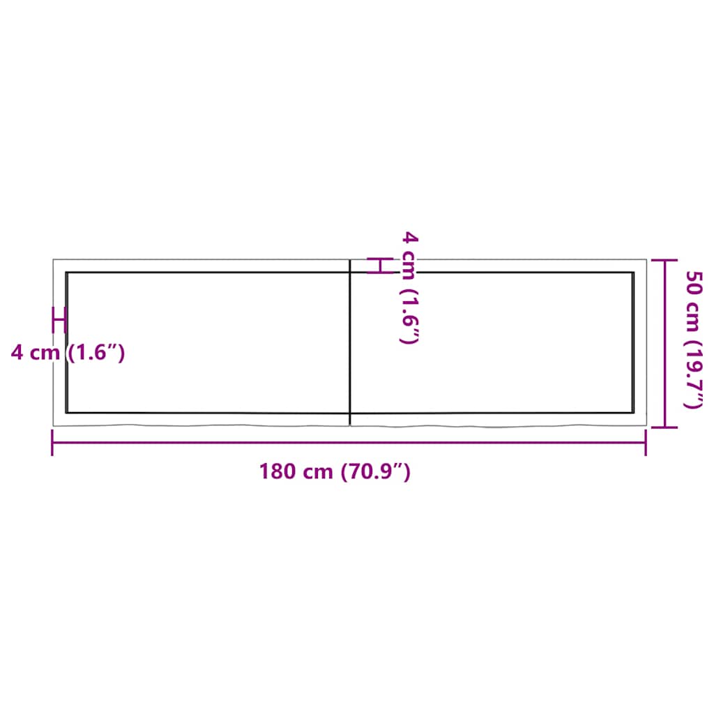 Tischplatte Hellbraun 180x50x(2-6)cm Massivholz Eiche Behandelt
