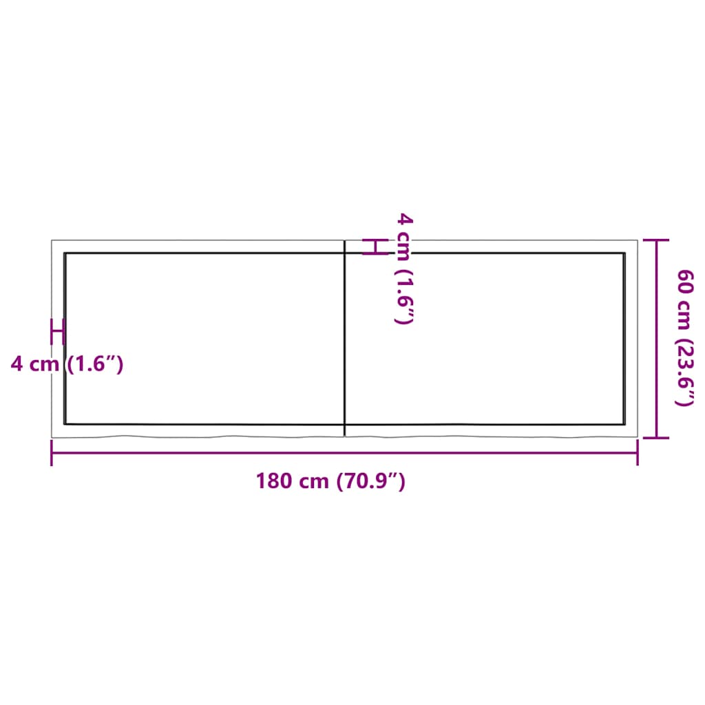 Tischplatte Hellbraun 180x60x(2-4)cm Massivholz Eiche Behandelt