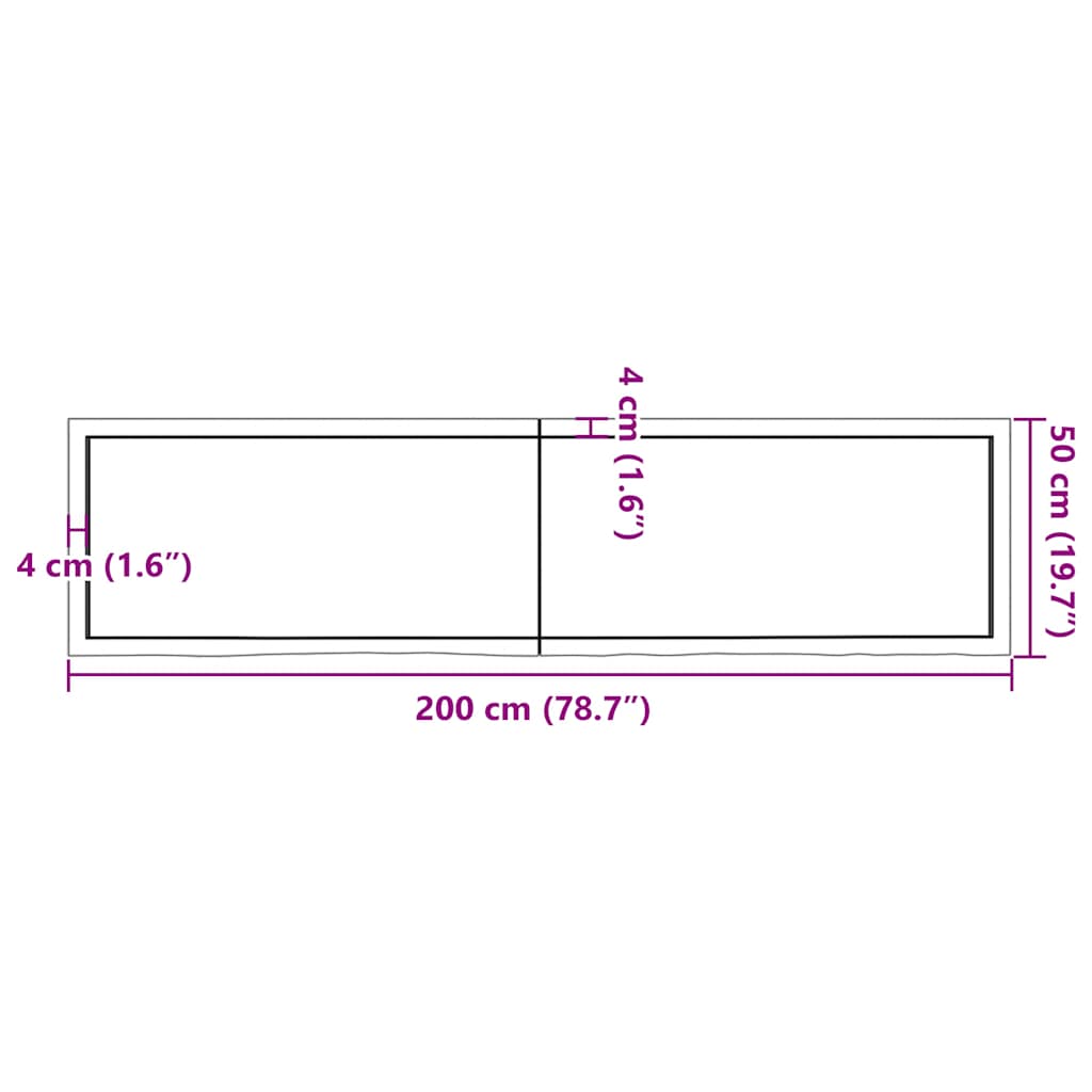 Tischplatte Hellbraun 200x50x(2-4)cm Massivholz Eiche Behandelt
