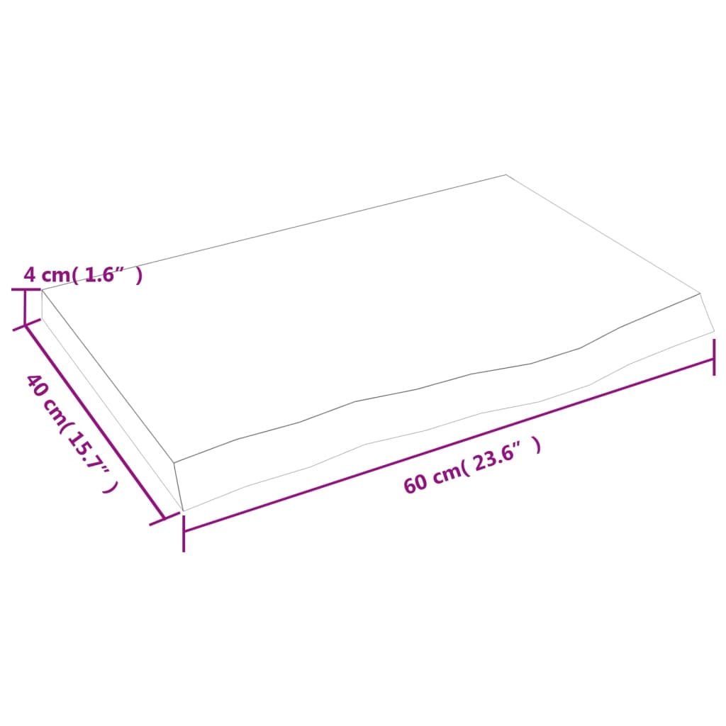 Tischplatte Dunkelbraun 60x40x(2-4)cm Massivholz Eiche