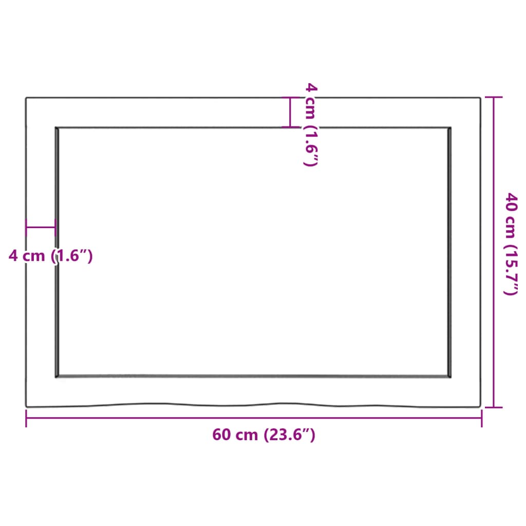 Tischplatte Dunkelbraun 60x40x(2-4)cm Massivholz Eiche