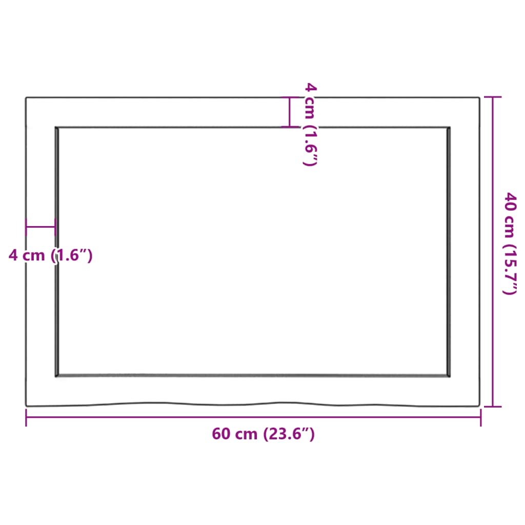Tischplatte Dunkelbraun 60x40x(2-6)cm Massivholz Eiche