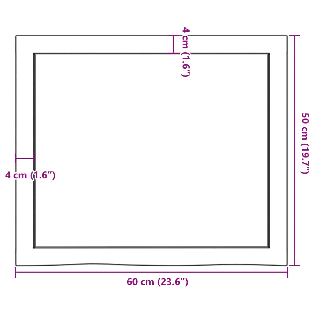 Tischplatte Dunkelbraun 60x50x(2-4)cm Massivholz Eiche