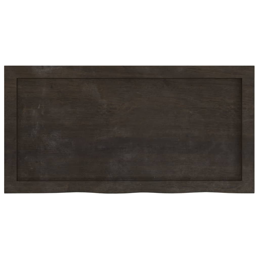 Tischplatte Dunkelbraun 80x40x(2-4)cm Massivholz Eiche