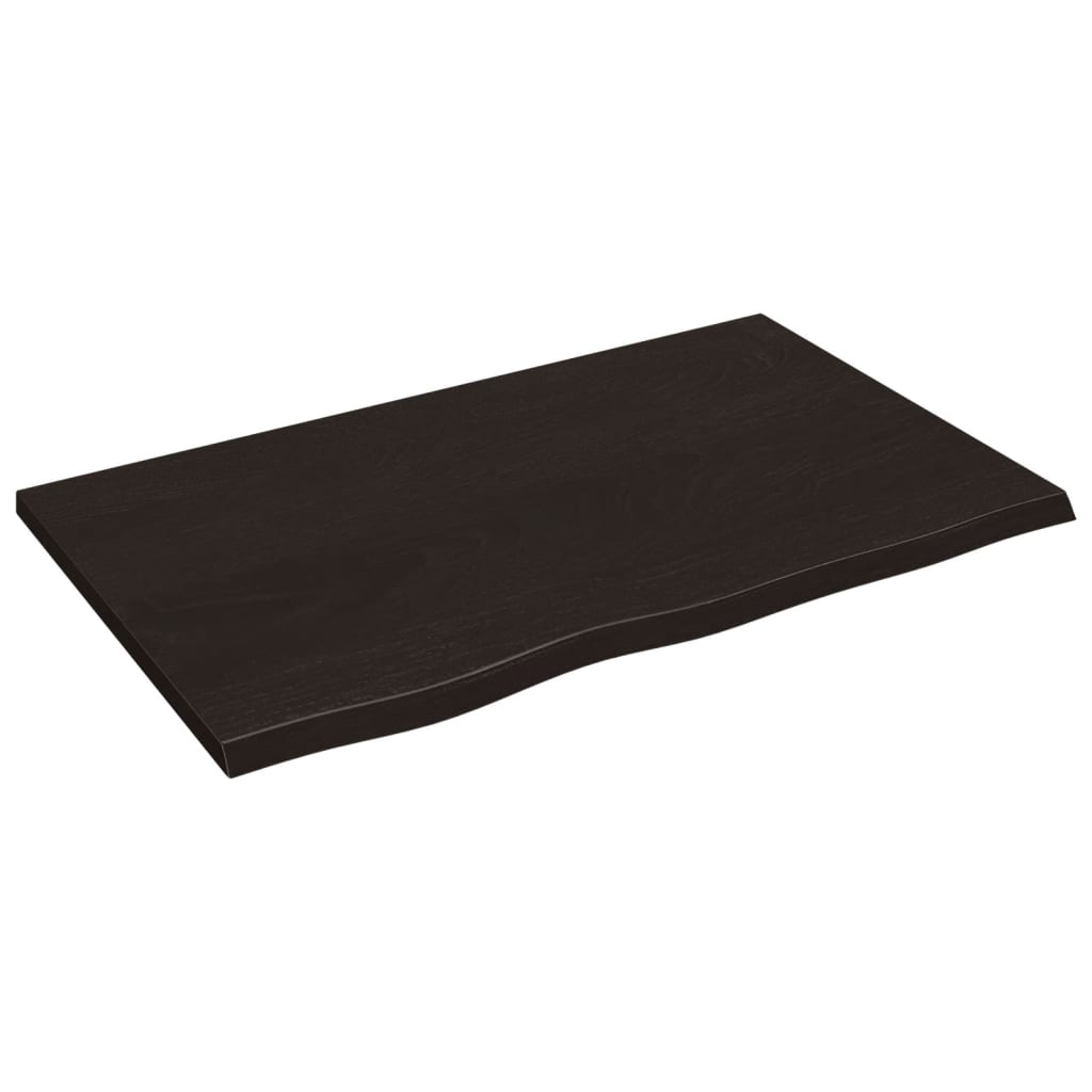 Tischplatte Dunkelbraun 80x50x2 cm Massivholz Eiche Behandelt