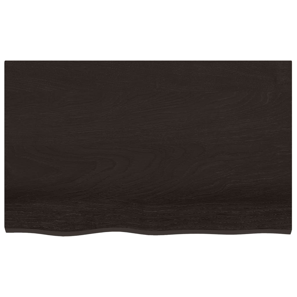Tischplatte Dunkelbraun 80x50x2 cm Massivholz Eiche Behandelt