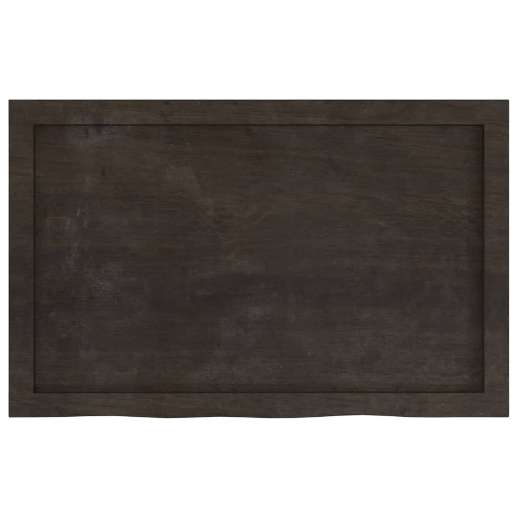 Tischplatte Dunkelbraun 80x50x(2-4)cm Massivholz Eiche