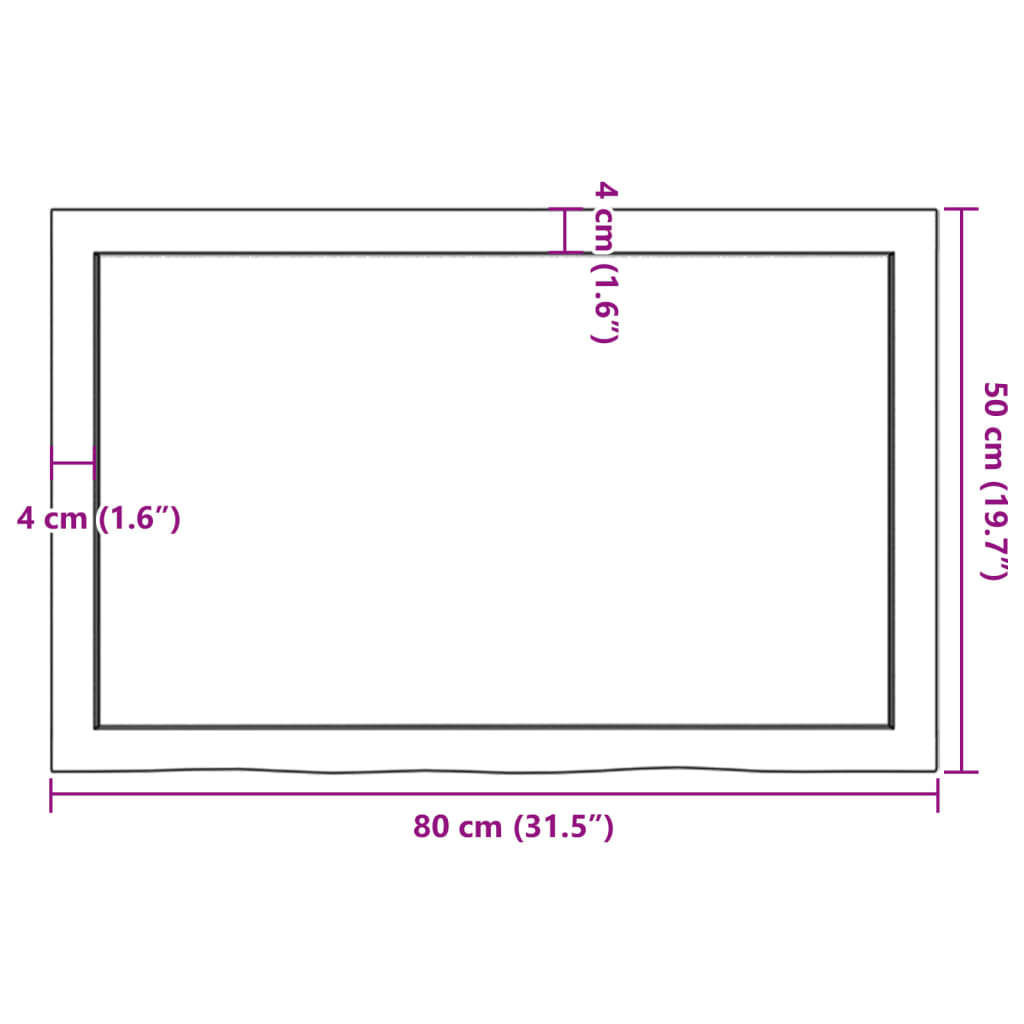 Tischplatte Dunkelbraun 80x50x(2-6)cm Massivholz Eiche