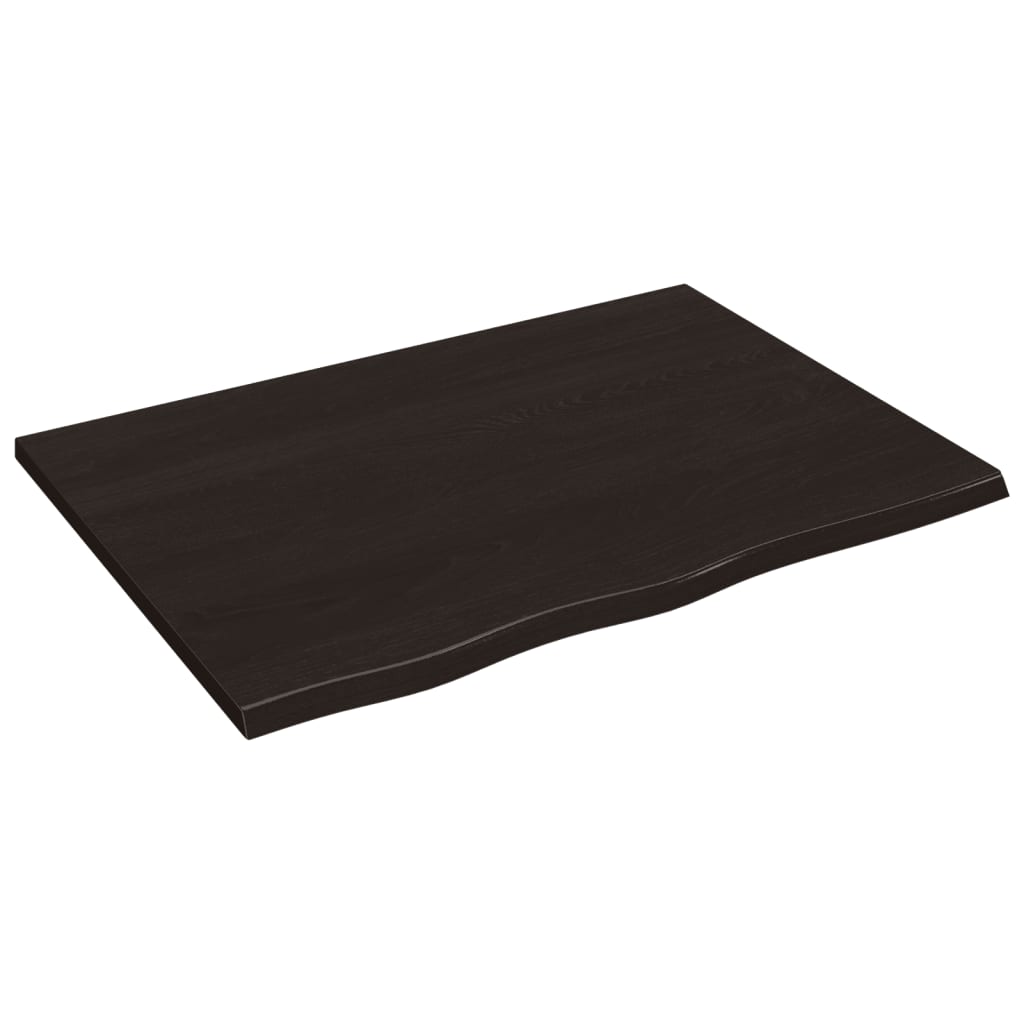 Tischplatte Dunkelbraun 80x60x2 cm Massivholz Eiche Behandelt
