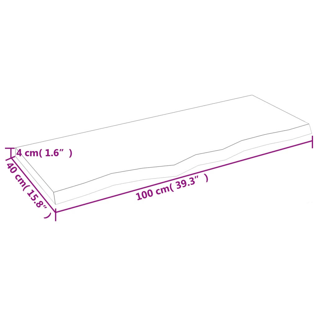 Tischplatte Dunkelbraun 100x40x(2-4)cm Massivholz Eiche