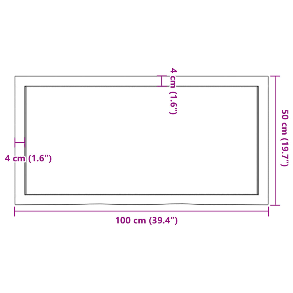 Tischplatte Dunkelbraun 100x50x(2-6)cm Massivholz Eiche